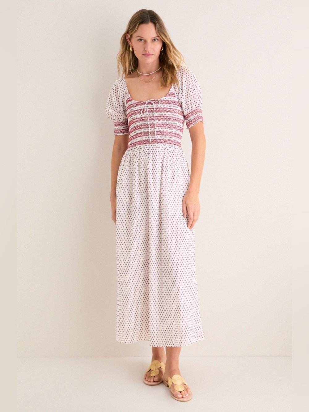 Hill House Madeline Nap Dress in White Poppy Half Drop Size XS - Picture 2 of 4